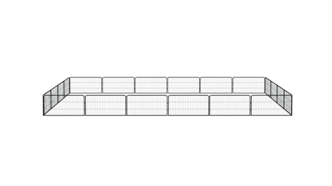 vidaXL Black 20-Panel Dog Playpen - 600 x 400 x 50cm