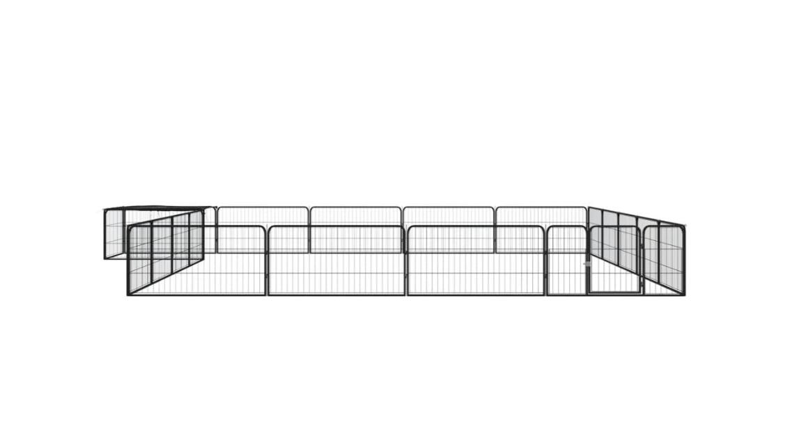 vidaXL Black 20-Panel Dog Playpen - 500 x 500 x 50cm