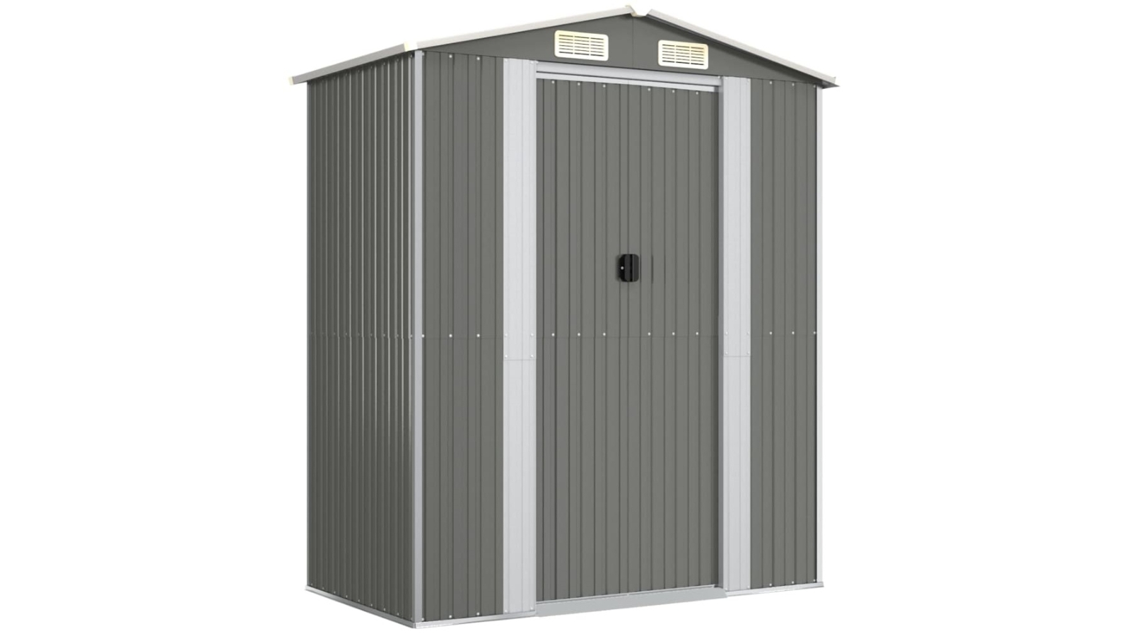vidaXL Galvanised Steel 192 x 108 x 223cm Garden Shed - Light Grey