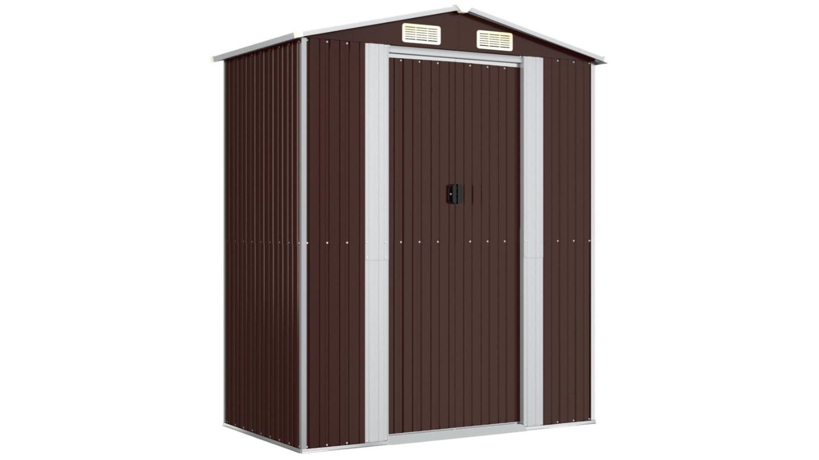 vidaXL Galvanised Steel 192 x 108 x 223cm Garden Shed - Dark Brown