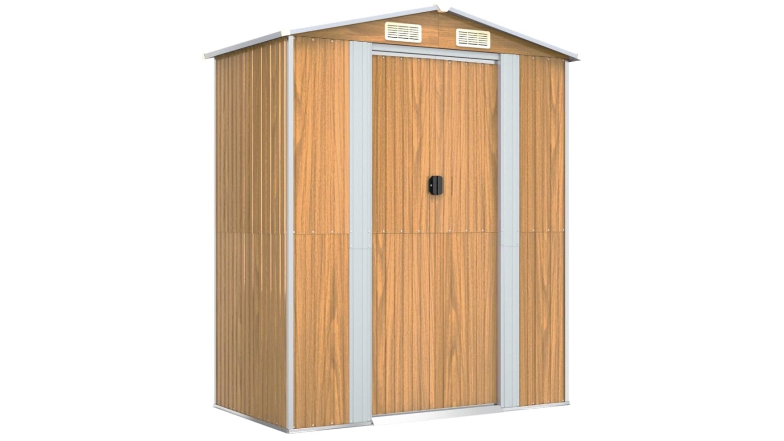 vidaXL Galvanised Steel 192 x 108 x 223cm Garden Shed - Light Brown