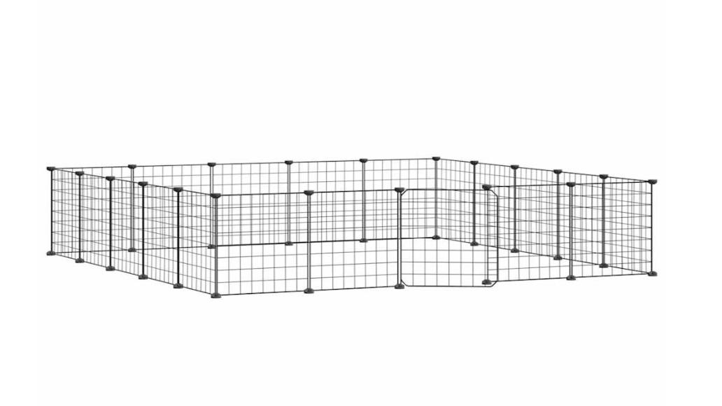 vidaXL Black Steel 20-Panel Pet Cage with Door - 35 x 35cm
