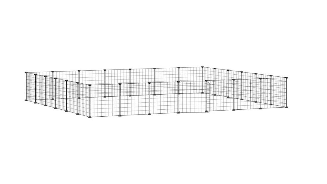 vidaXL Black Steel 28-Panel Pet Cage with Door No Top Panel - 35 x 35cm