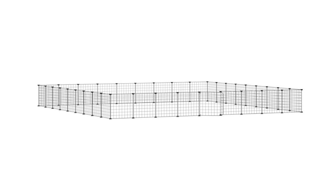 vidaXL Black 35 x 35cm Grid Steel 36-Panel Pet Cage with Door - 4.3 cm 
