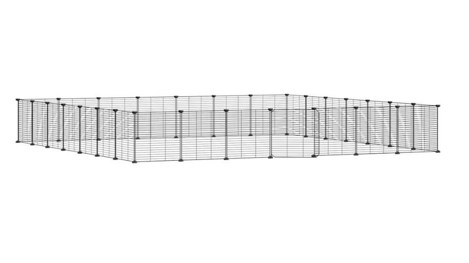 vidaXL Black Powder-Coated Steel 28-Panel Pet Cage with Door No Top Panel - 35 x 35cm 