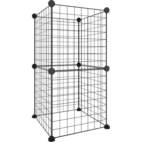 vidaXL 8-Panel Steel Black Chicken Cage - 4.3cm