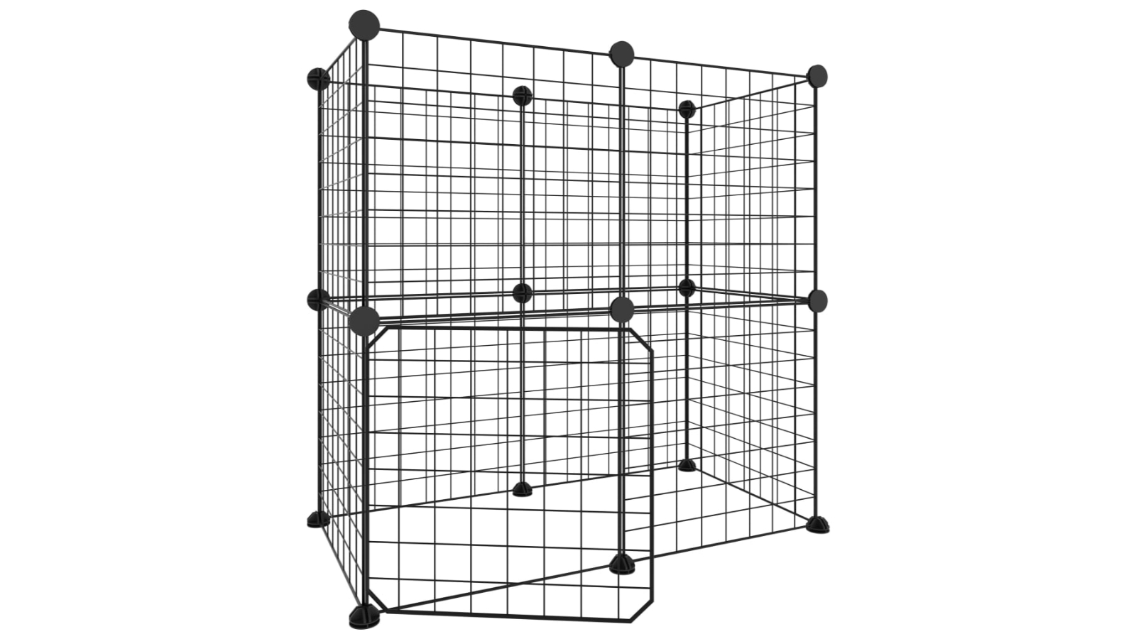 vidaXL 12-Panel Steel Black Chicken Cage with Door - 4.3cm