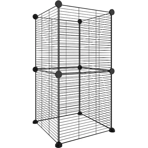 vidaXL 8-Panel Steel Black Chicken Cage - 1.5cm