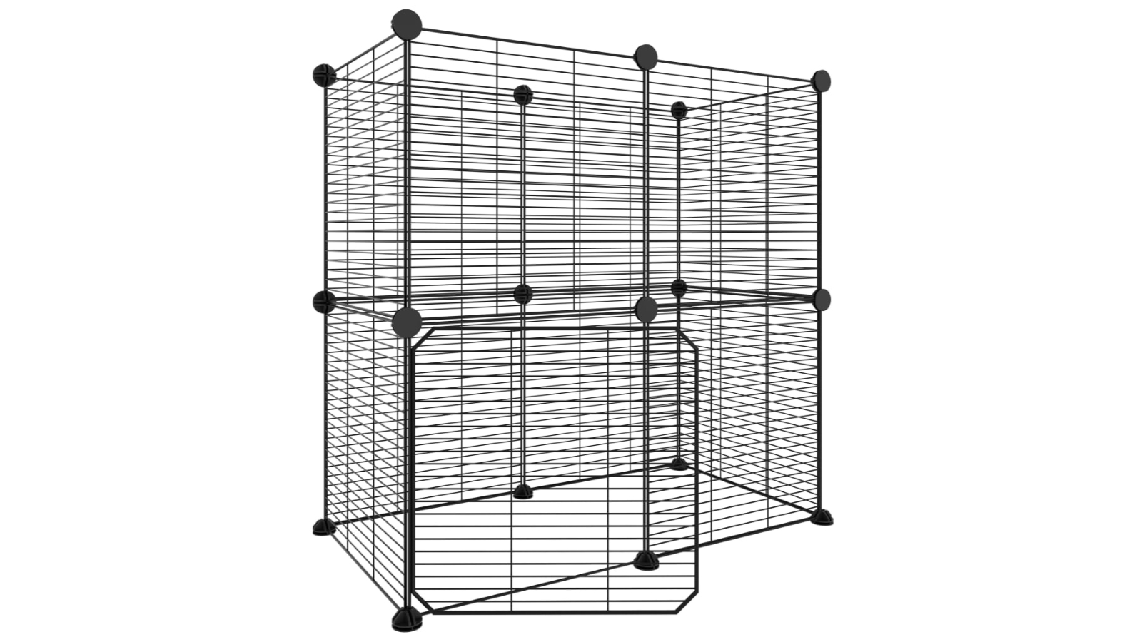 vidaXL 12-Panel Steel Black Chicken Cage with Door - 1.5cm