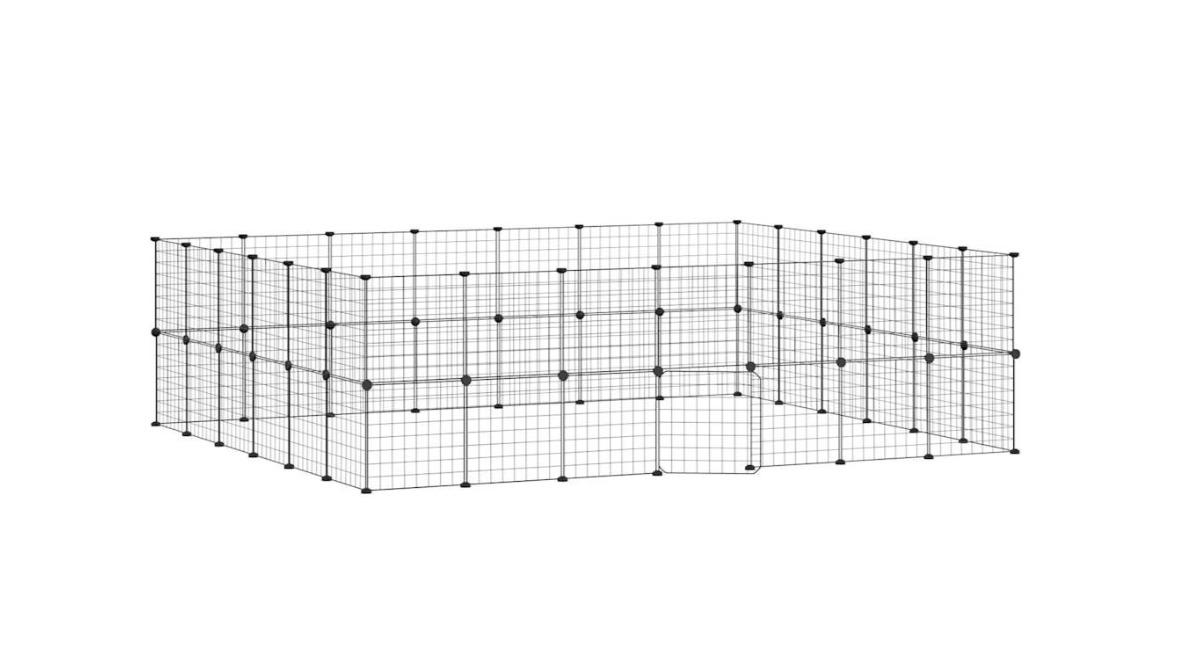 vidaXL Black Steel 52-Panel Pet Cage with Door - 35 x 35cm 