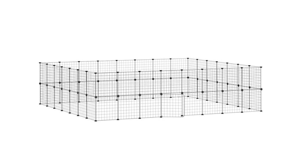 vidaXL Powder-Coated Steel Black 60-Panel No Top Pet Cage with Door - 35 x 35cm