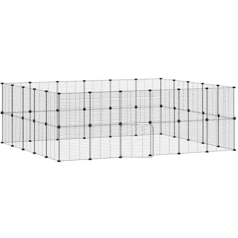 vidaXL Black Steel 44-Panel Pet Cage with Door - 35 x 35cm
