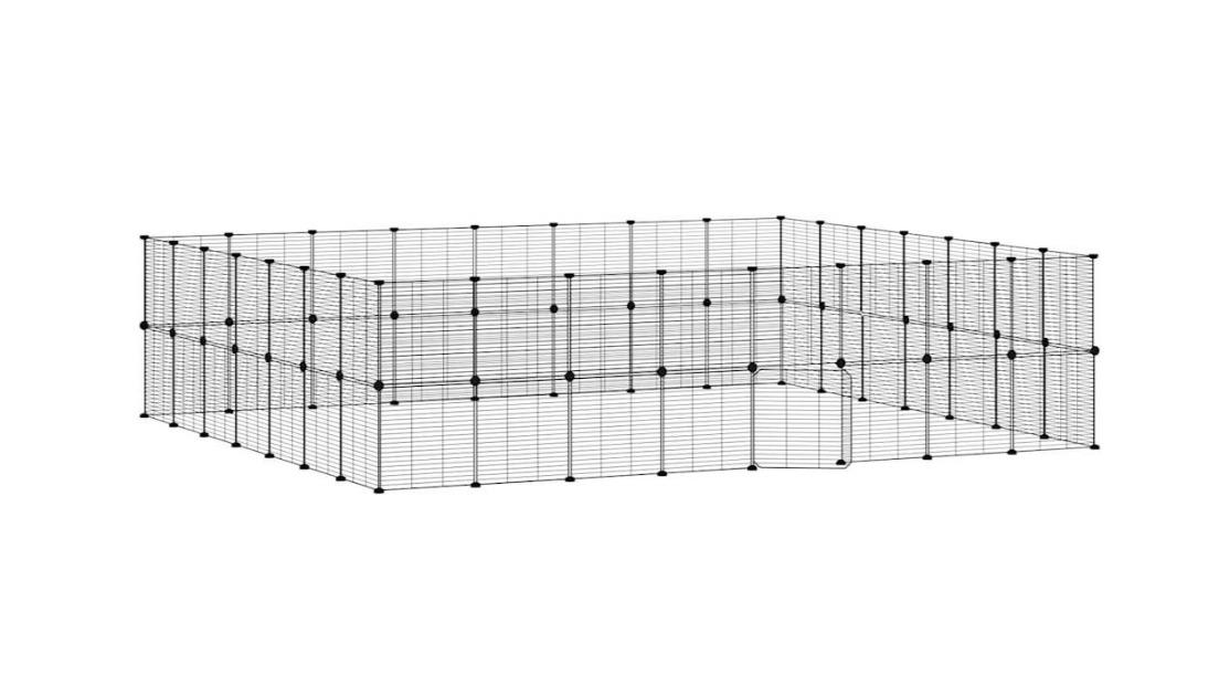 vidaXL Steel Black 60-Panel Pet Cage with Door - 35 x 35cm