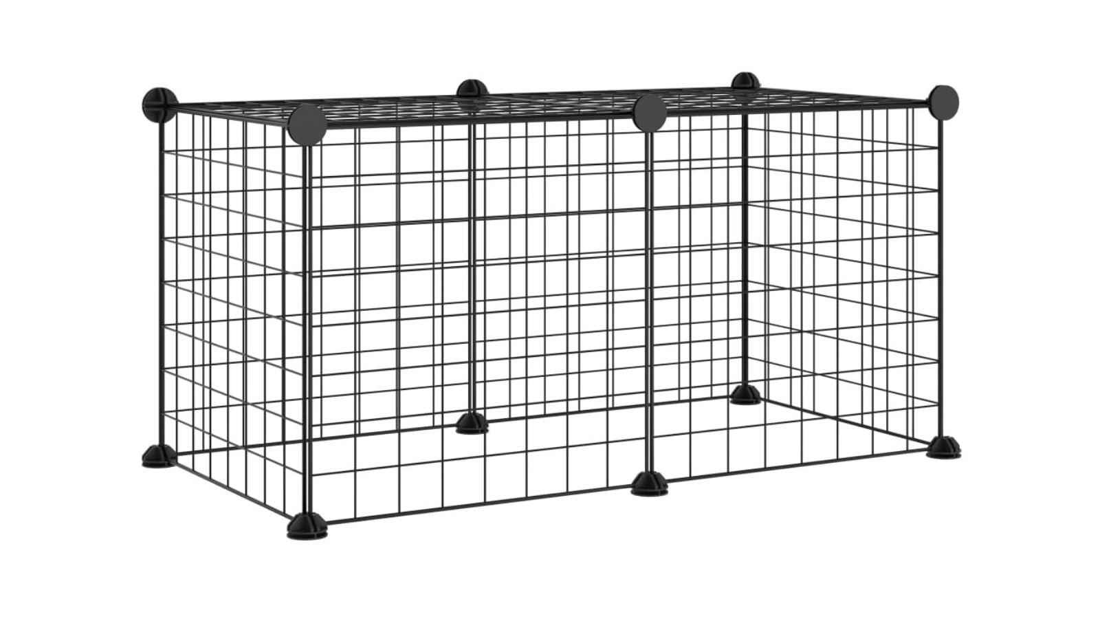 vidaXL 8-Panel Steel Black Dog Cage - 4.3cm