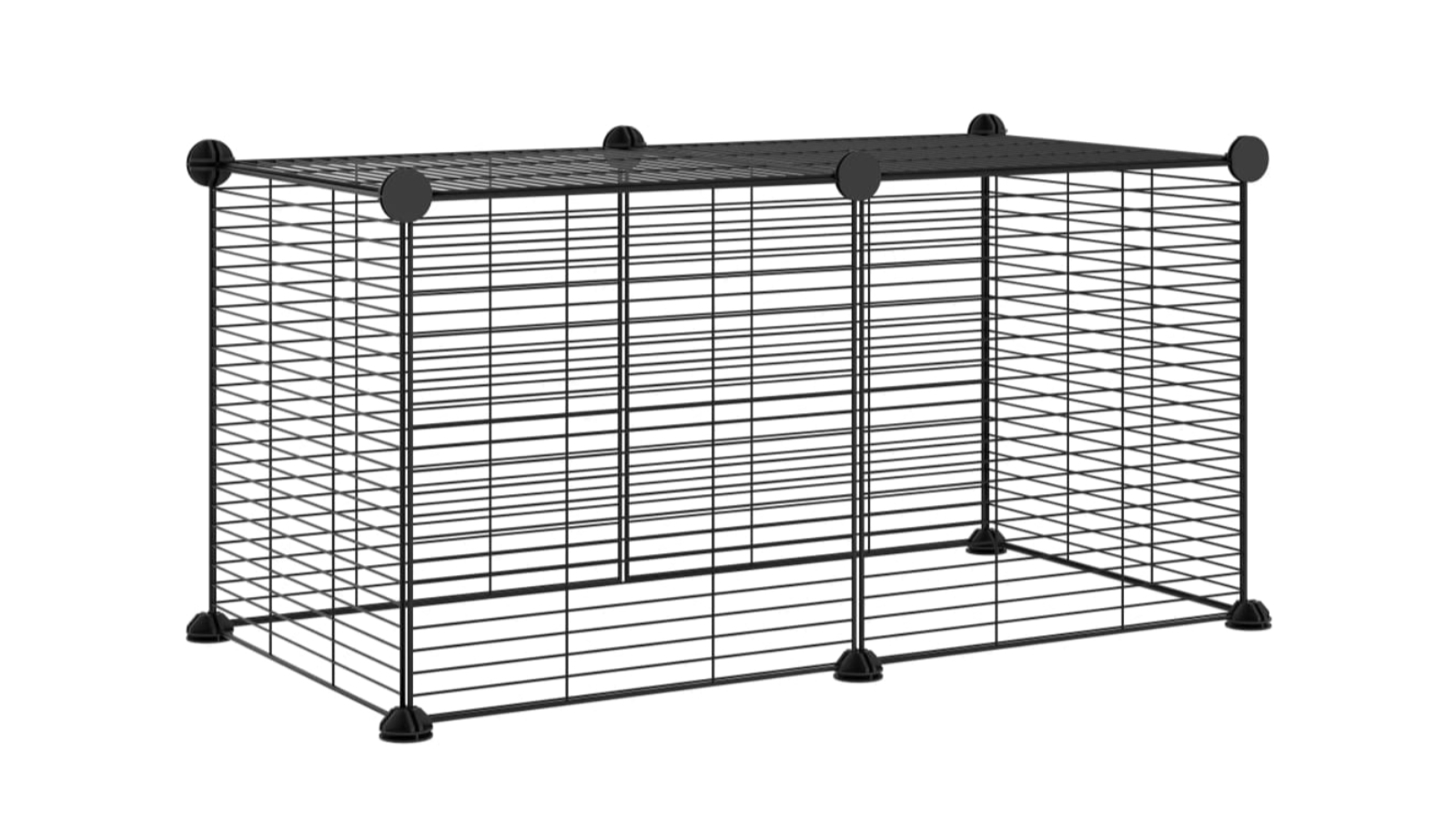 vidaXL 8-Panel Steel Black Dog Cage - 1.5cm