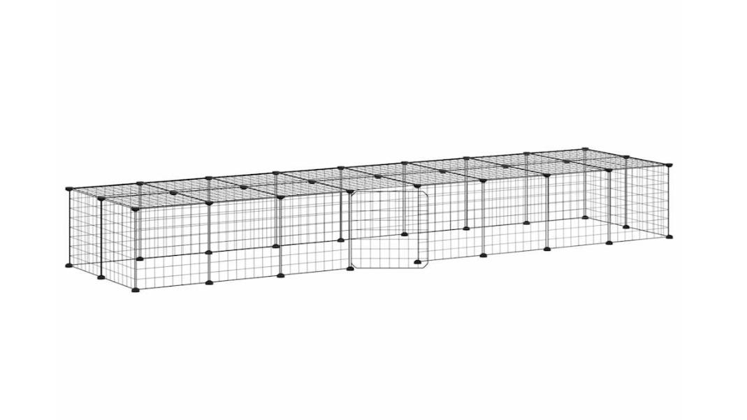 vidaXL Black Powder-Coated Steel 36-Panel Pet Cage with Door and Top Panel - 35 x 35cm 