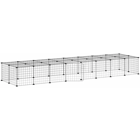 vidaXL Black Powder-Coated Steel 36-Panel Pet Cage with Door and Top Panel - 35 x 35cm