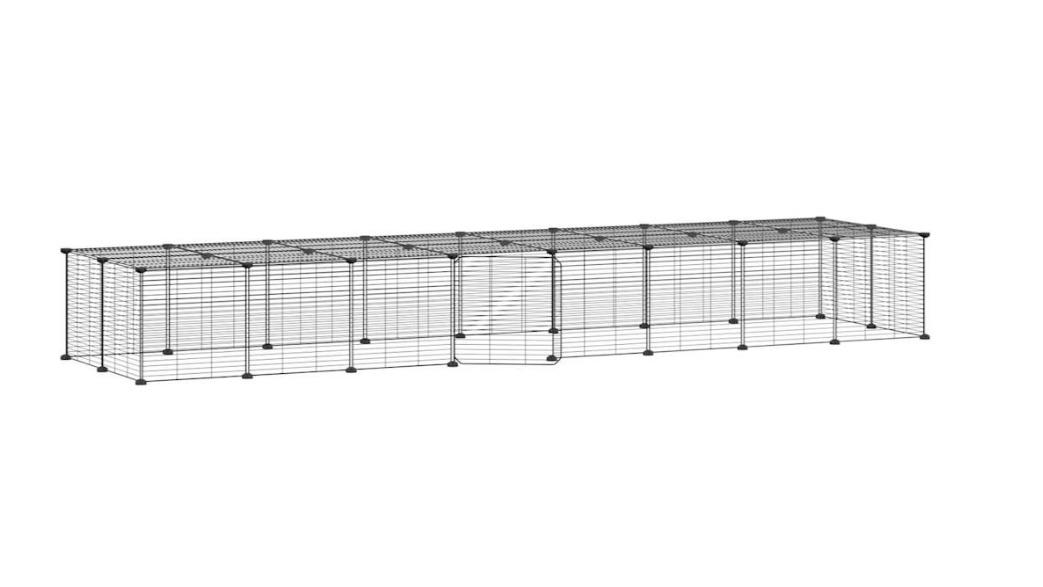 vidaXL Black Steel 36-Panel Pet Cage with Door and Top Panel - 35 x 35cm 