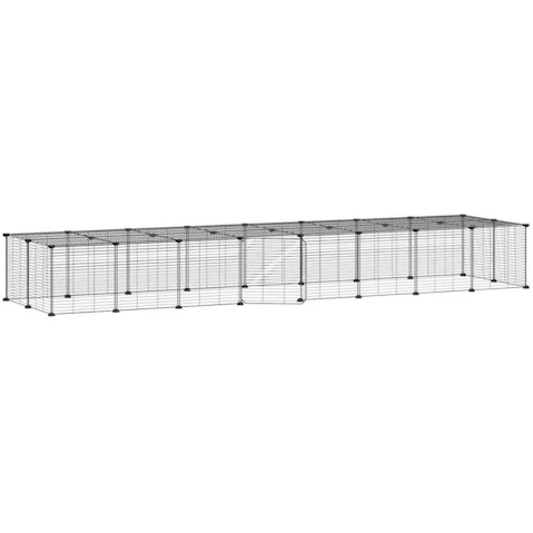 vidaXL Black Steel 36-Panel Pet Cage with Door and Top Panel - 35 x 35cm