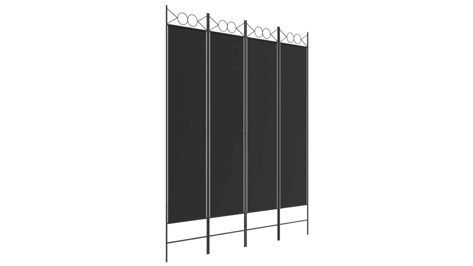 vidaXL 4-Panel Black Fabric 160 x 200cm Room Divider
