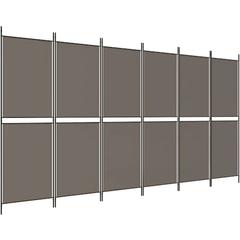 vidaXL 6-Panel Anthracite Fabric Room Divider - 300 x 200cm