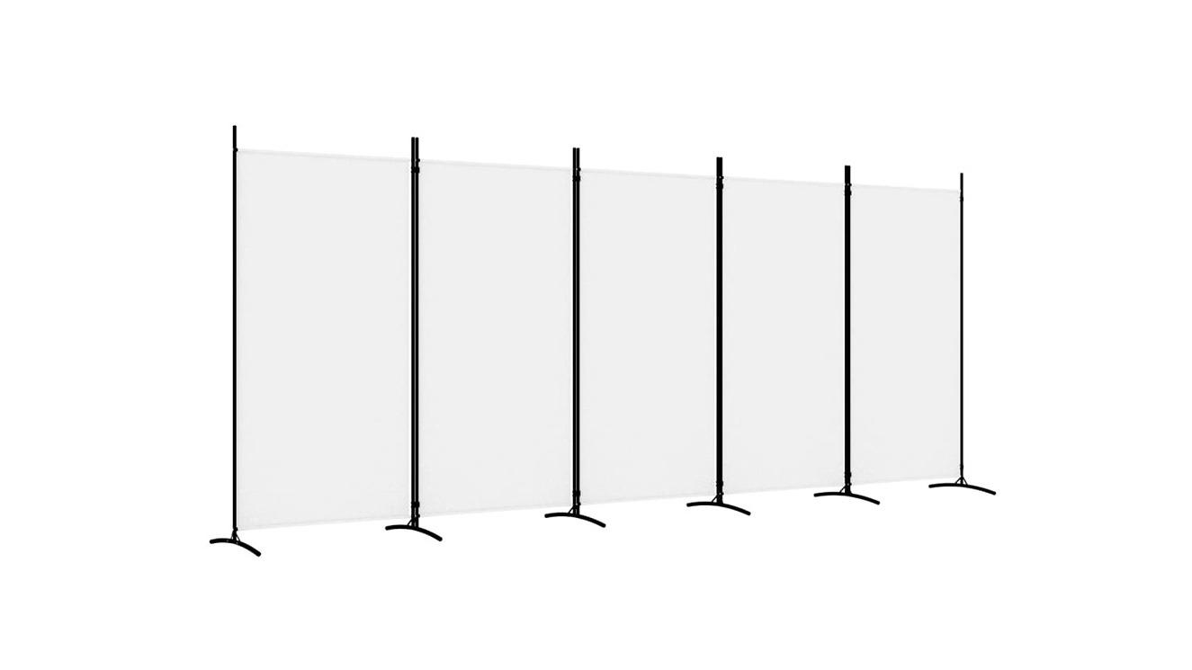 vidaXL 5-Panel White Fabric 433 x 180cm Room Divider