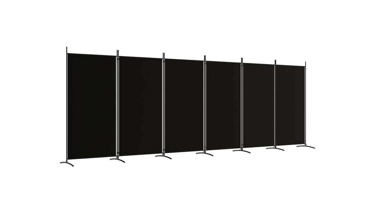 vidaXL 6-Panel Fabric 520 x 180cm Room Divider - Black