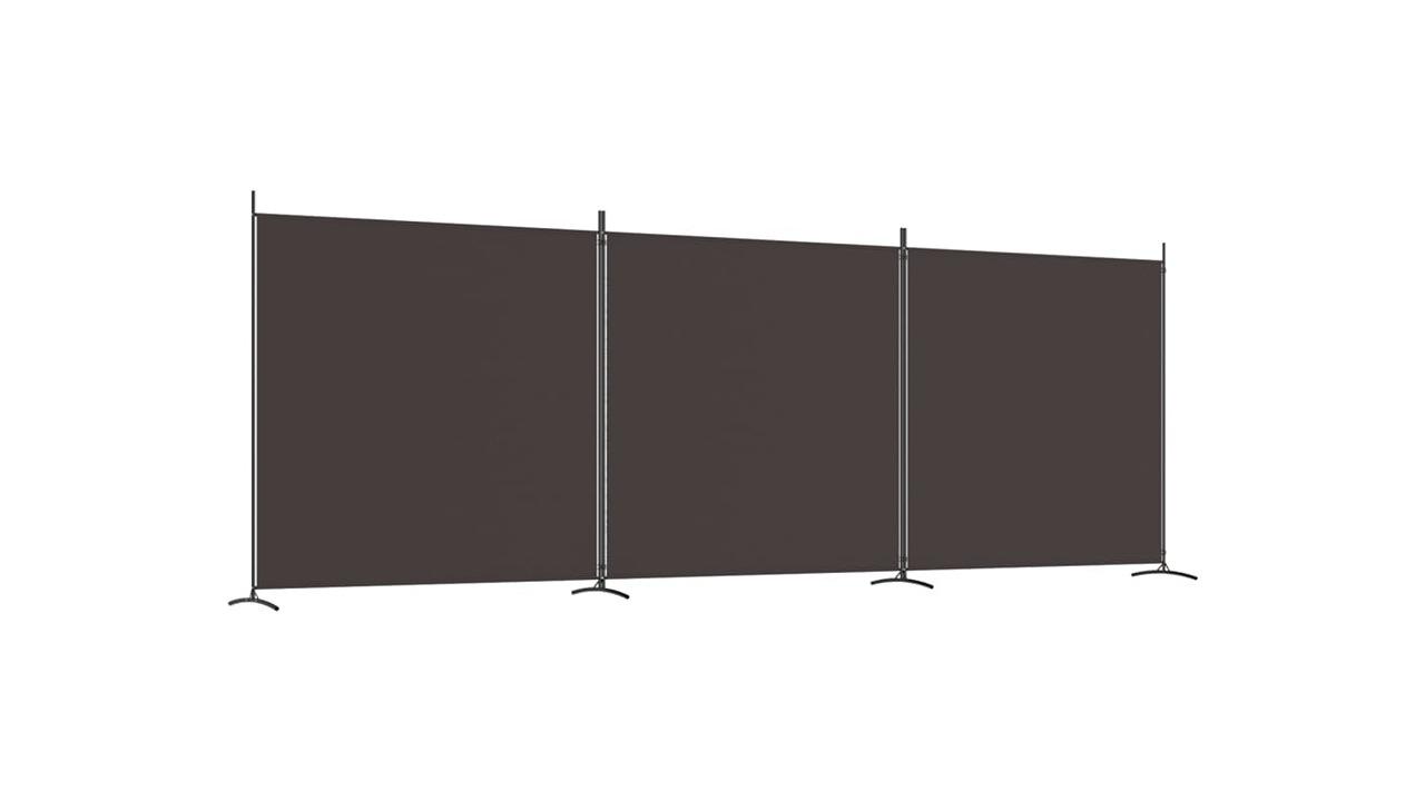 vidaXL 3-Panel Brown Fabric 525 x 180cm Room Divider