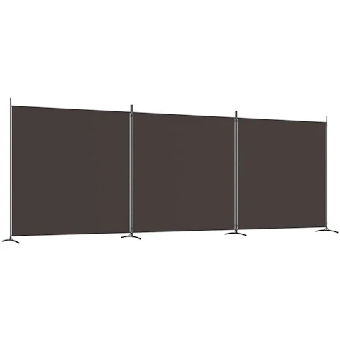 vidaXL 3-Panel Brown Fabric 525 x 180cm Room Divider