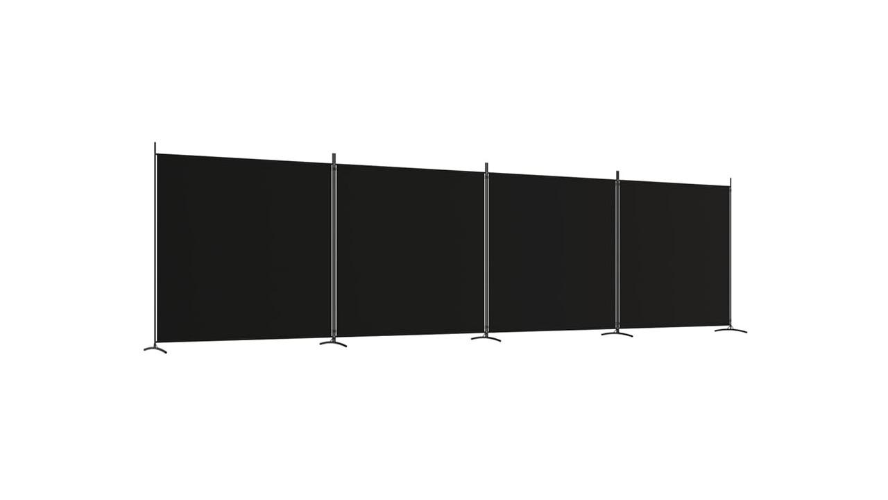 vidaXL 4-Panel Black Fabric 698 x 180cm Room Divider