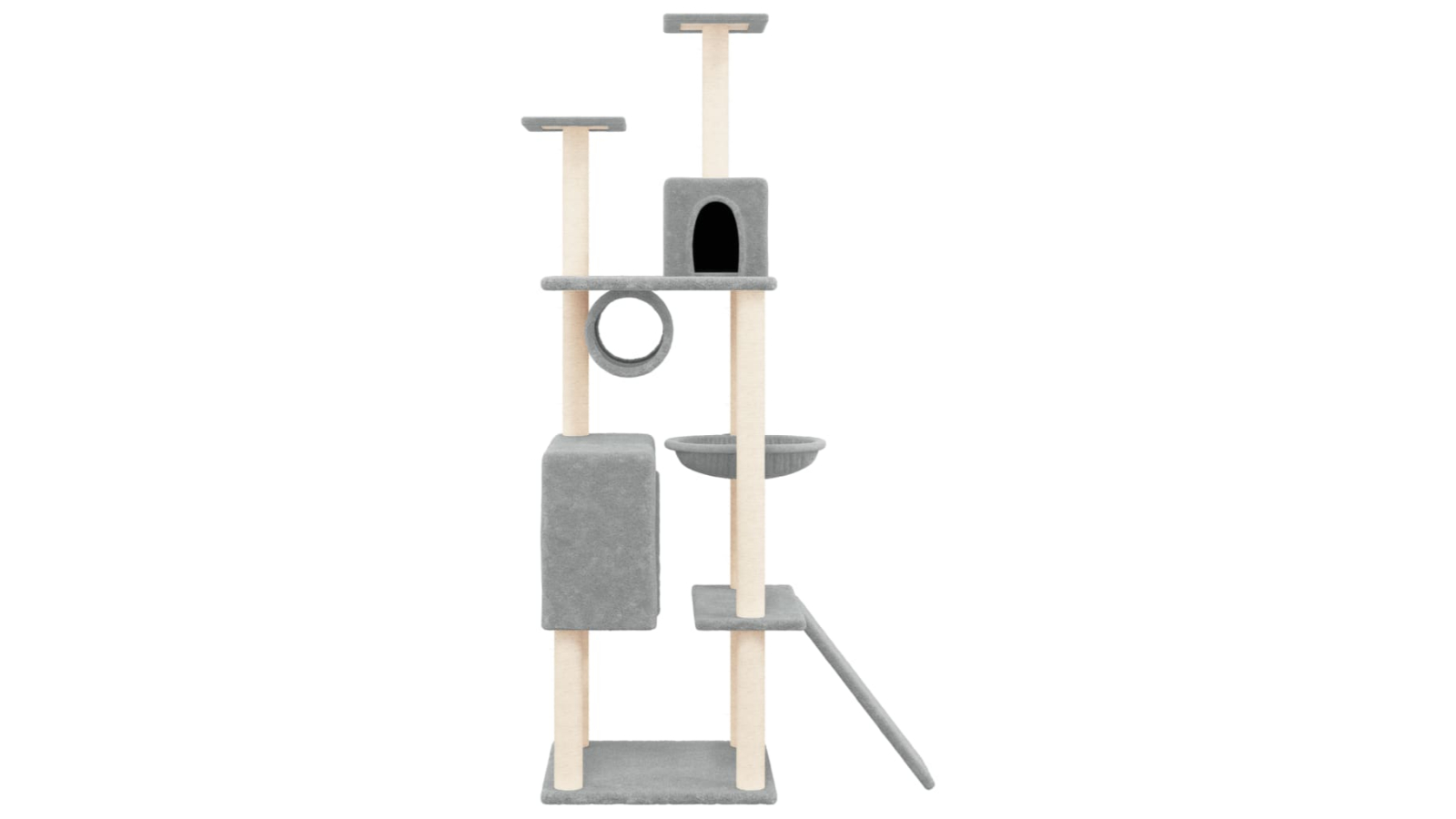 vidaXL Cat Tree with 168cm Sisal Scratching - Light Grey