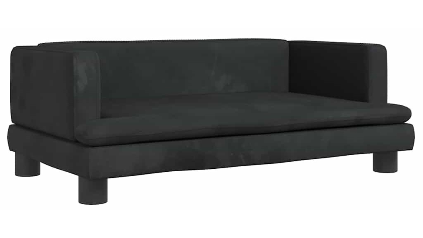 vidaXL Black Velvet Dog Bed - 80 x 45 x 30cm