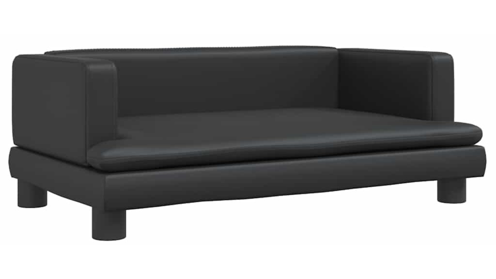 vidaXL 80 x 45 x 30cm Faux Leather Dog Bed - Black