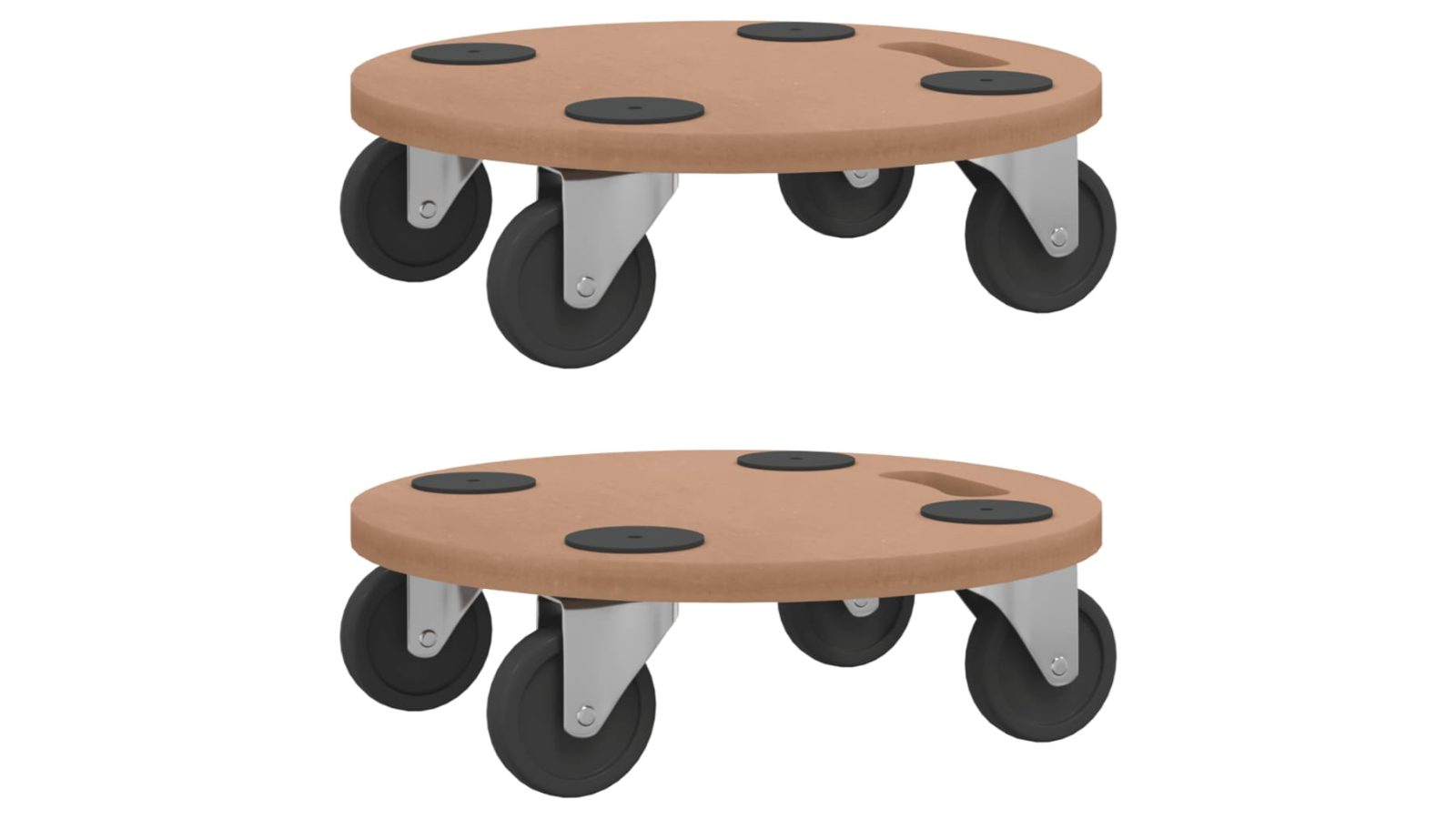 vidaXL 2 Piece Round Engineered Wood Dolly Trolley
