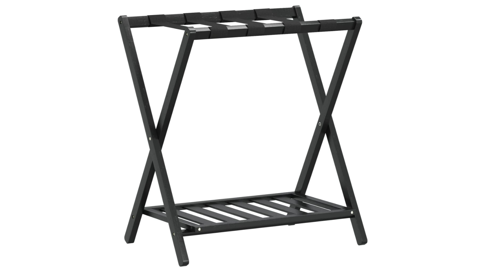 vidaXL Black Bamboo 68 x 38 x 58cm Luggage Rack