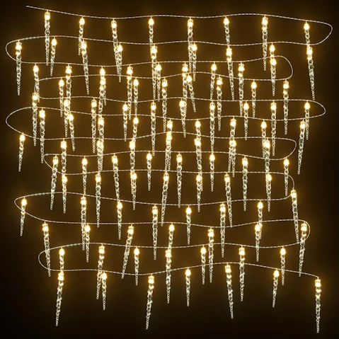 vidaXL Warm White Acrylic PVC 10metre Christmas Icicle Light with 100 LED