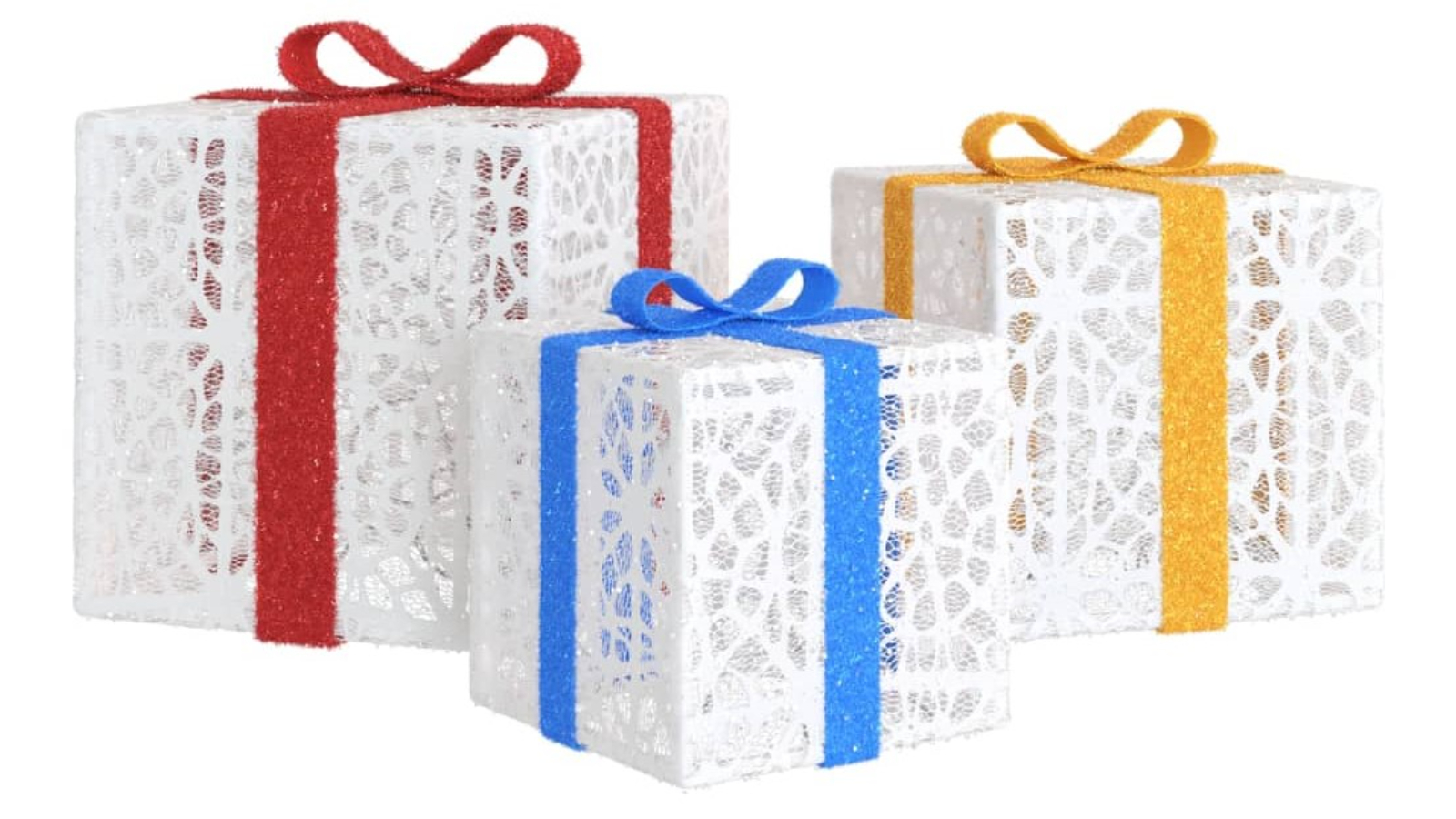 vidaXL 3 Piece Lighted Christmas Boxes 64 LEDs - White