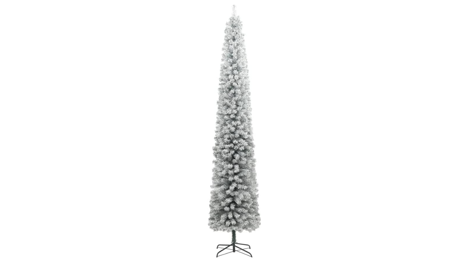 vidaXL PVC White Flocked Snow Slim Christmas Tree with Stand - 270cm 