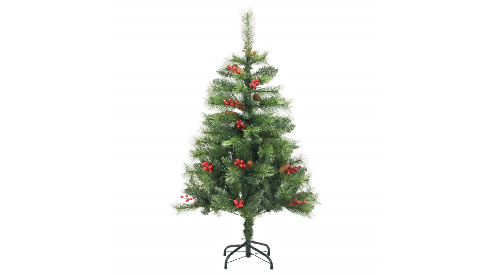 vidaXL 150cm Artificial Hinged Christmas Tree with Cone and Berries