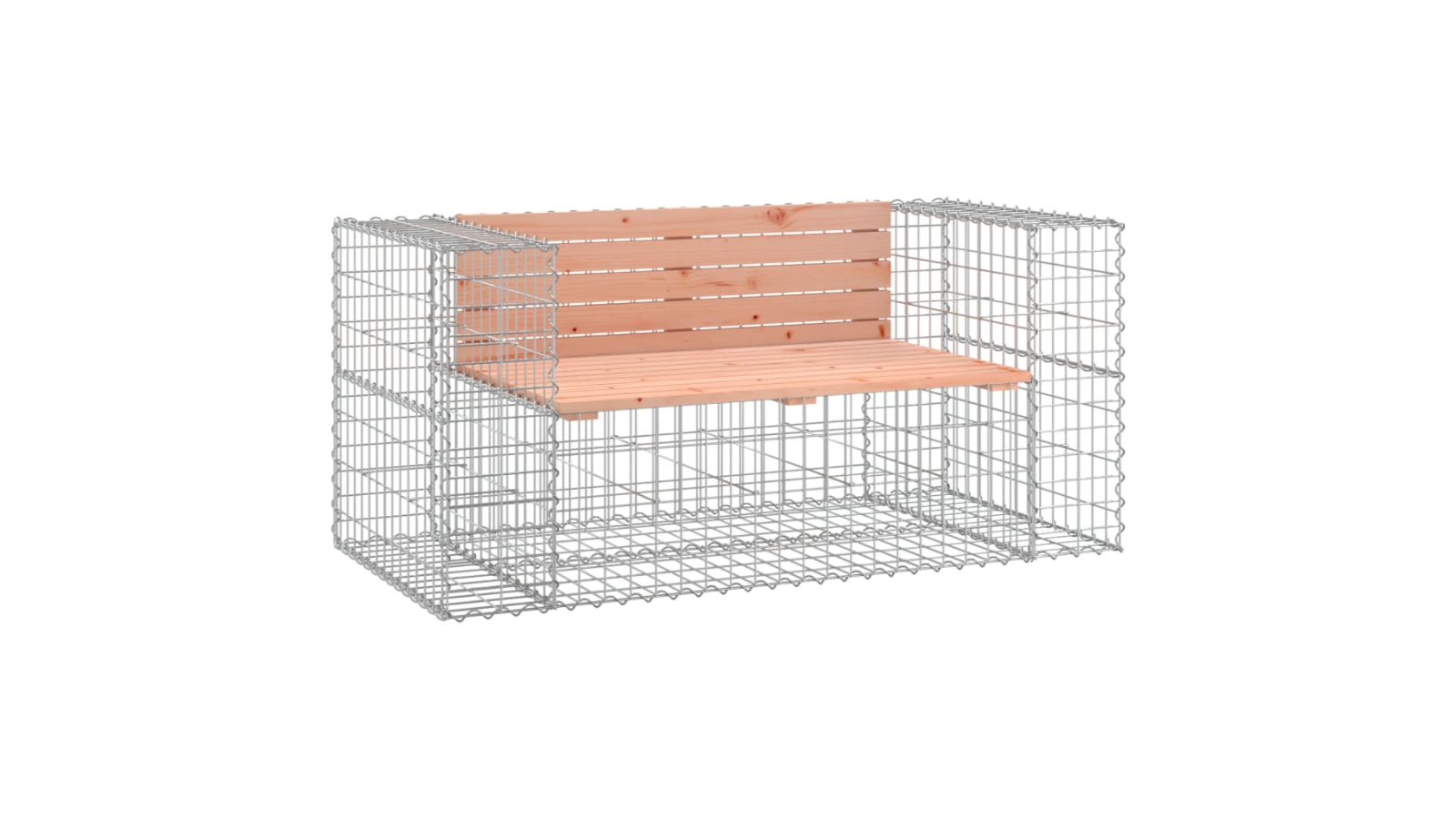 vidaXL Solid Wood Douglas Gabion Design 143 x 71 x 65.5cm Garden Bench