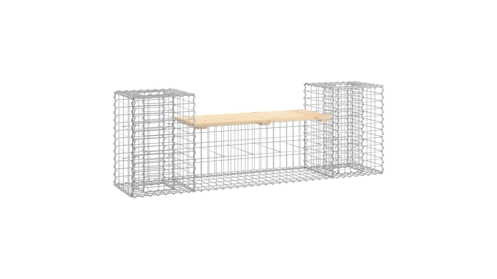 vidaXL Solid Pine Wood Gabion Design 183 x 41 x 60.5cm Garden Bench