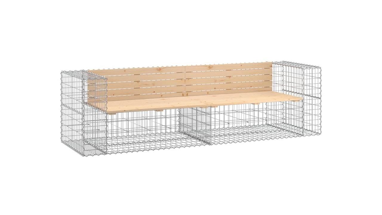 vidaXL Solid Pine Wood Gabion Design 244 x 71 x 65.5cm Garden Bench