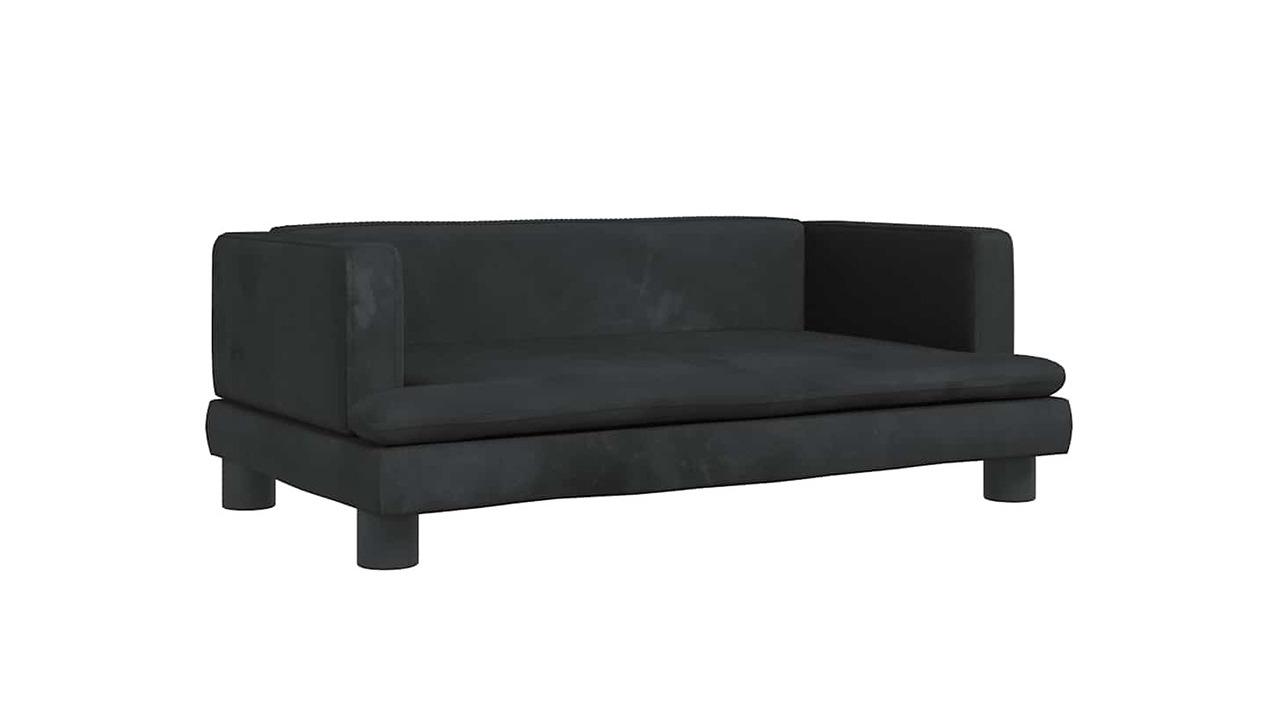 vidaXL Black Velvet 80 x 45 x 30cm Kids Sofa