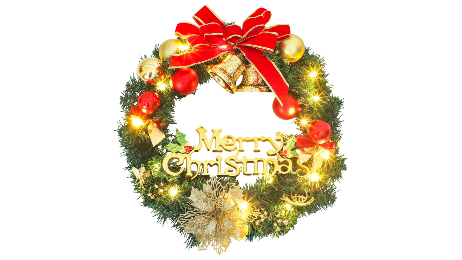 vidaXL Green Christmas Wreath with 15 LED - 30cm