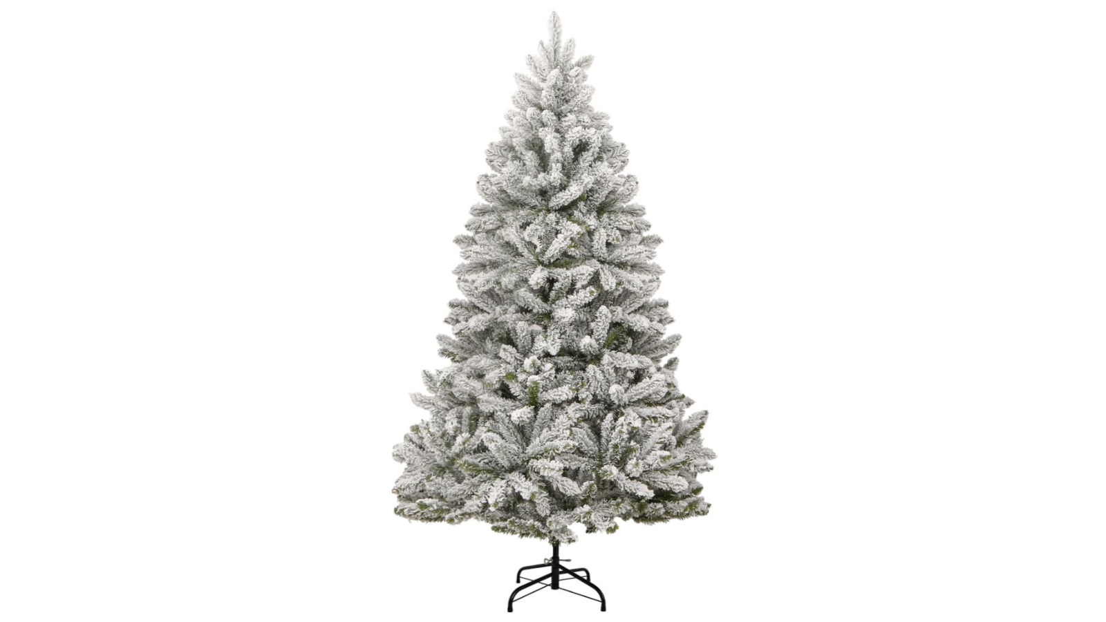 vidaXL White Artificial Hinged Christmas Tree with Flocked Snow - 210cm