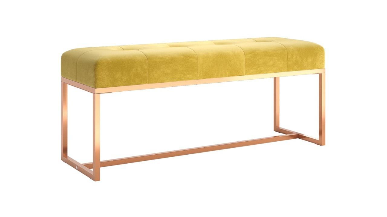 vidaXL Velvet/Mustard Yellow 110 x 36 x 45cm Bench