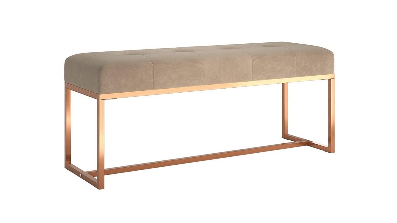 vidaXL Beige Velvet 110 x 36 x 45cm Bench