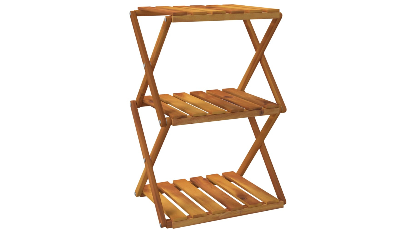 vidaXL 3-Tier Brown Solid Wood Acacia 43 x 31 x 63cm Folding Shelf 