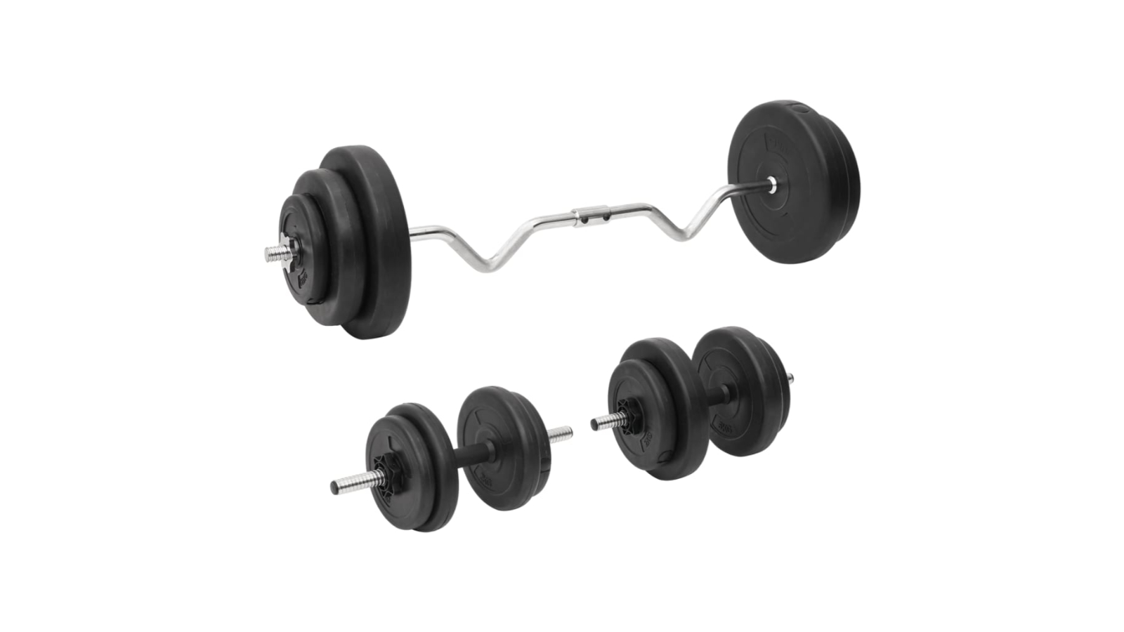 vidaXL Curl Barbell and Dumbbell with Plate 60kg 