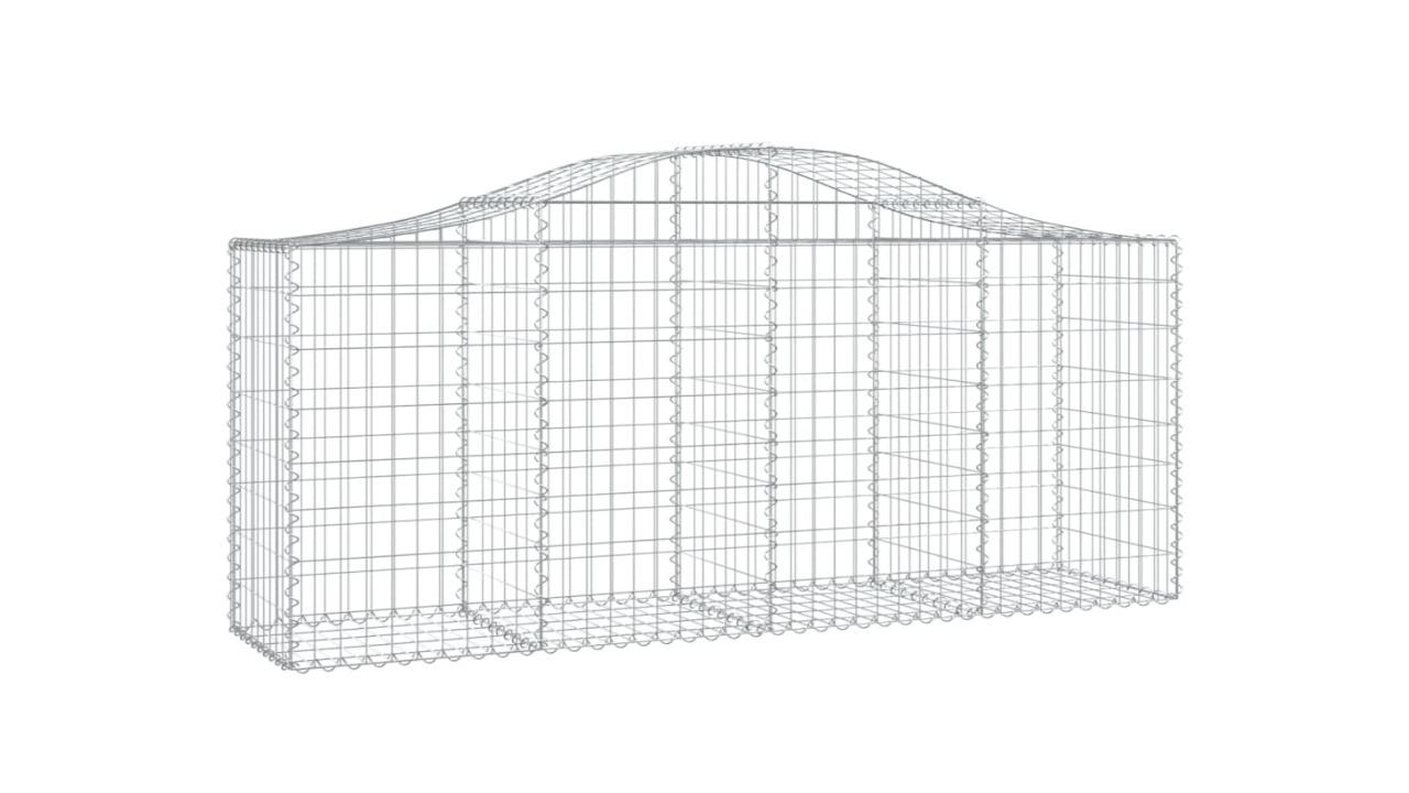 vidaXL 14 Piece Galvanised Iron Arched Gabion Basket - 200 x 50 x 100cm 